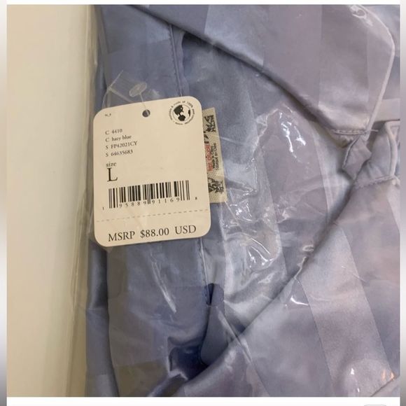 Free People Pajama Party PJ Sleep Set in Hazy Blue NWOT Size Large - Picture 6 of 6